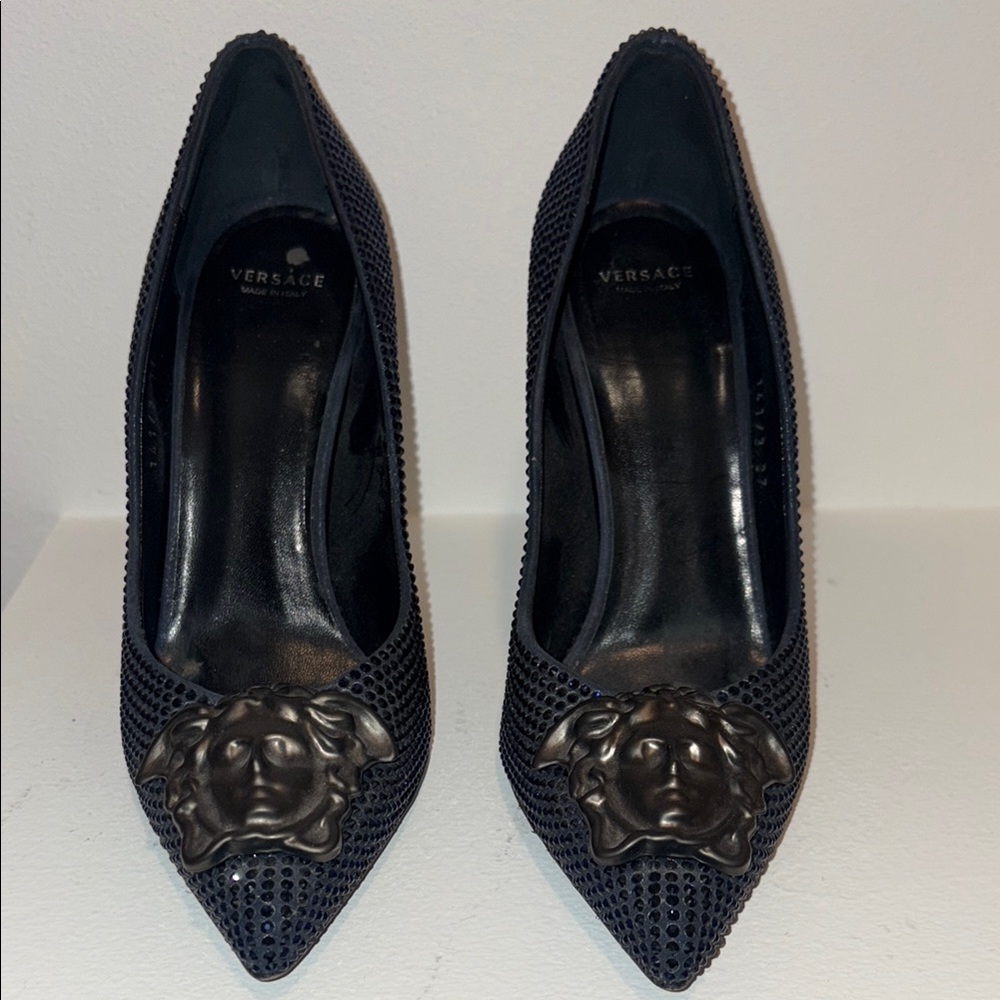 Versace Black Heels with Sophisticated Design